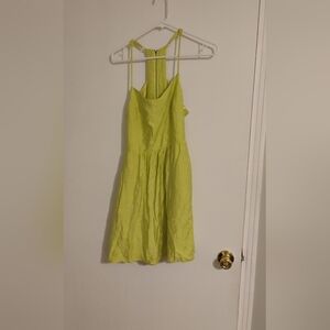 BCBGeneration Women's Fit And Flare Cutout Back Lime Green Mini Dress Sz 6